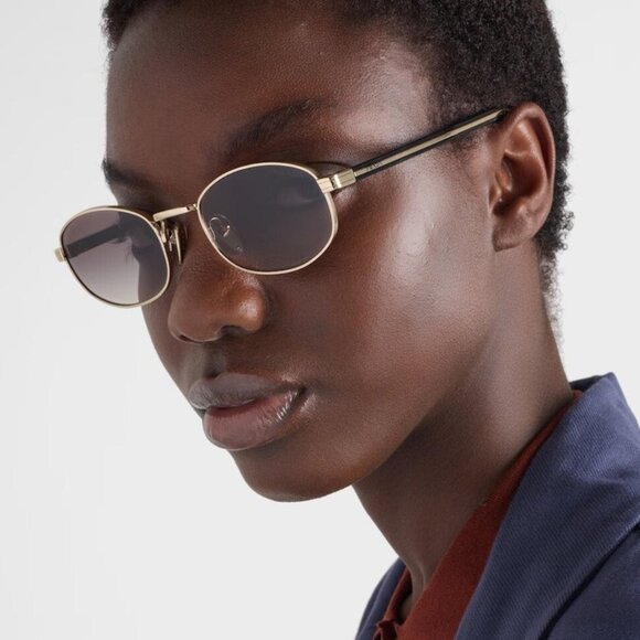 Prada Women Sunglasses Gold Grey Gradient Oval PRB53S ZVN02C NEW AUTHENTIC - Picture 9 of 10